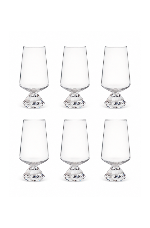 Conjunto de Copos com Base Diamantada Transparente em Vidro 290ml 6 Peças