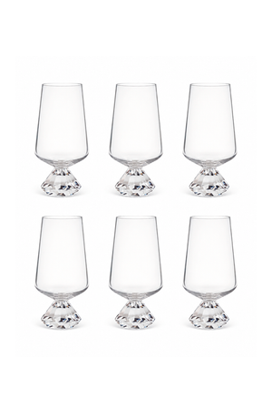 Conjunto de Copos com Base Diamantada Transparente em Vidro 290ml 6 Peças