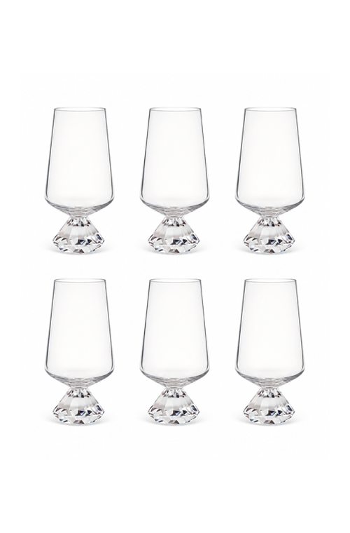 Conjunto de Copos com Base Diamantada Transparente em Vidro 290ml 6 Peças