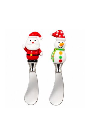 Conjunto de Espátula para Patê Natalina Papai Noel em Inox 2 Peças