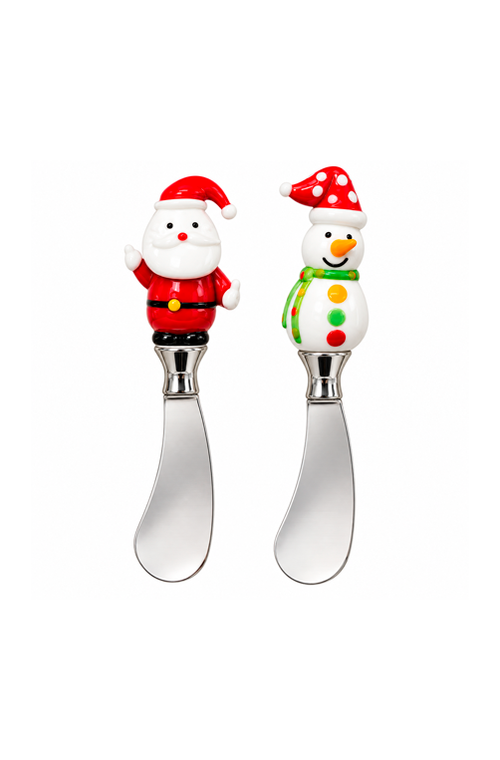 Conjunto de Espátula para Patê Natalina Papai Noel em Inox 2 Peças