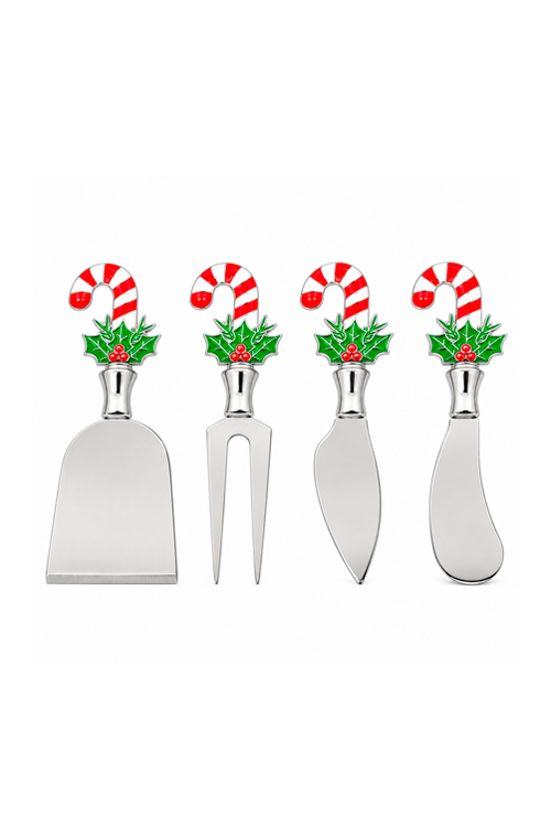 Conjunto de Facas para Queijo Natalino em Inox 4 Peças