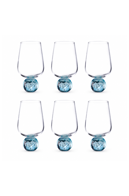 Conjunto de Taças Bubble Blush Azul em Vidro 440ml 6 Peças
