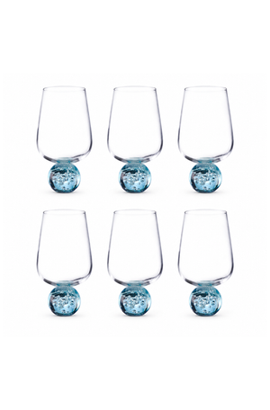 Conjunto de Taças Bubble Blush Azul em Vidro 440ml 6 Peças