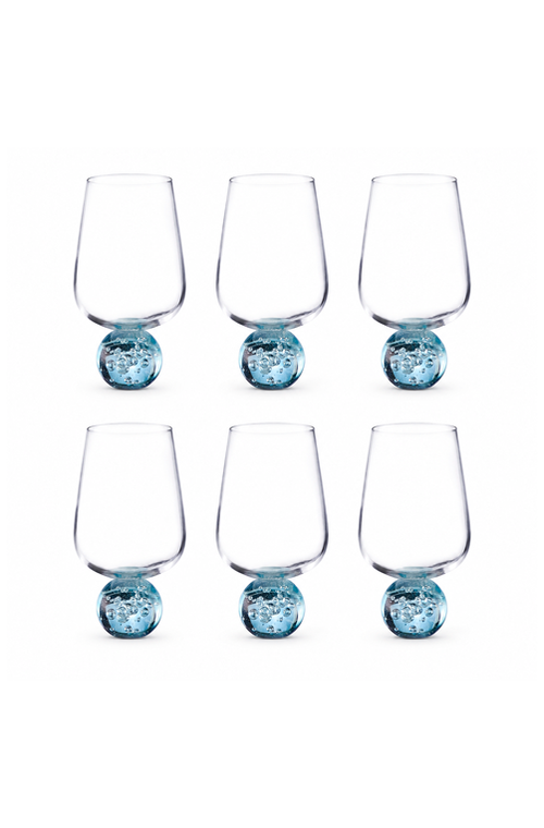 Conjunto de Taças Bubble Blush Azul em Vidro 440ml 6 Peças