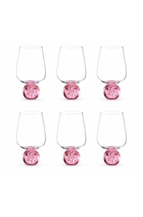 Conjunto de Taças Bubble Blush Rosa em Vidro 440ml 6 Peças