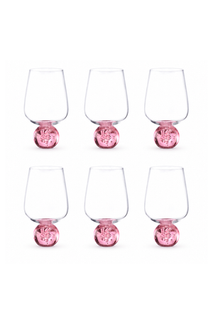 Conjunto de Taças Bubble Blush Rosa em Vidro 440ml 6 Peças