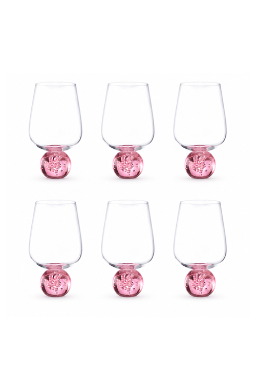 Conjunto de Taças Bubble Blush Rosa em Vidro 440ml 6 Peças