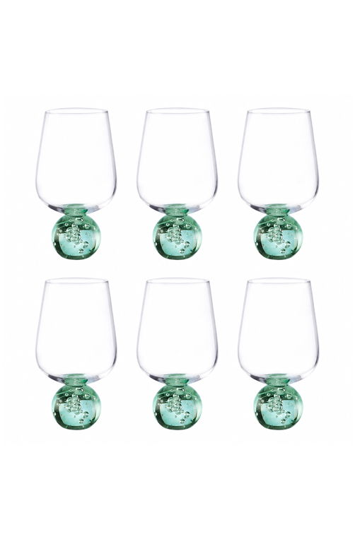 Conjunto de Taças Bubble Blush Verde em Vidro 440ml 6 Peças