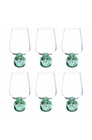 Conjunto de Taças Bubble Blush Verde em Vidro 440ml 6 Peças