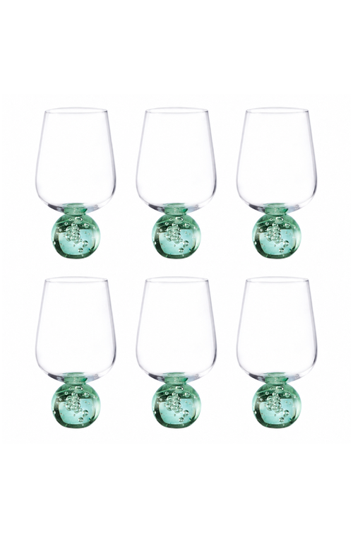 Conjunto de Taças Bubble Blush Verde em Vidro 440ml 6 Peças