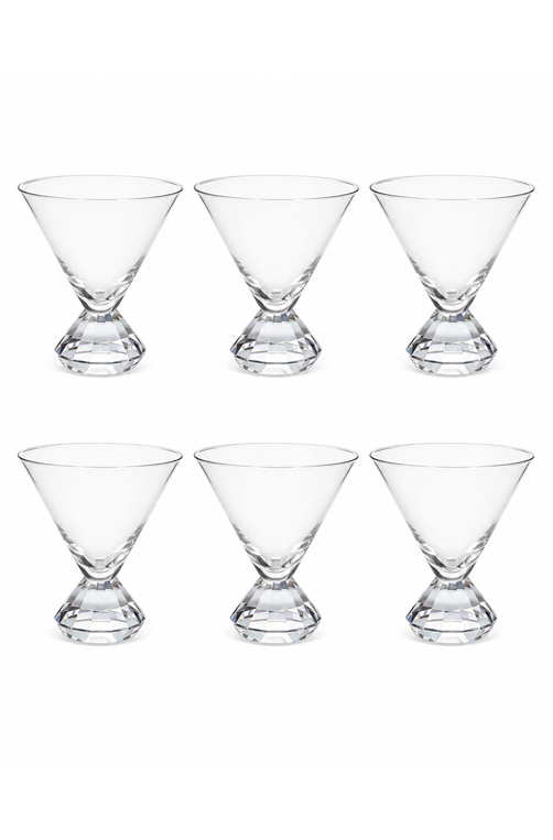 Conjunto de Taça Martini com Base Diamantada Transparente em Vidro 290ml 6 Peças
