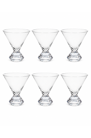 Conjunto de Taça Martini com Base Diamantada Transparente em Vidro 290ml 6 Peças