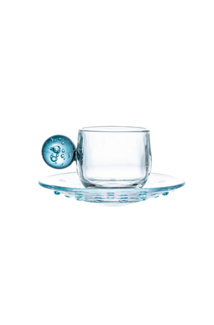 Conjunto de Xicaras com Pires Borbulhas Azul 90ml 6 Peças
