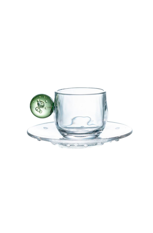 Conjunto de Xicaras com Pires Borbulhas Verde 90ml 6 Peças