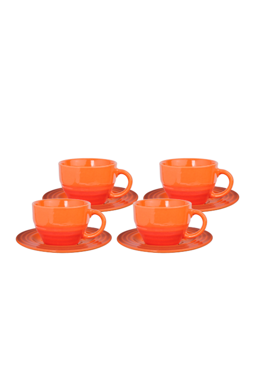 Conjunto de Xicaras com Pires Le Chef em Cerâmica 160ml 4 Peças