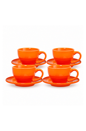 Conjunto de Xicaras Le Chef com Pires Laranja 90ml 4 Peças