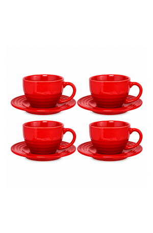 Conjunto de Xicaras Le Chef com Pires Vermelho 160ml 4 Peças