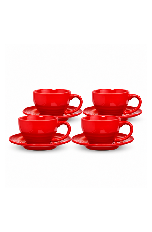Conjunto de Xicaras Le Chef com Pires Vermelho 90ml 4 Peças