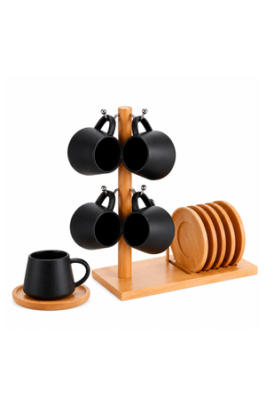 Kit 7 - Xícara de Café Oasis 7 Peças Preto