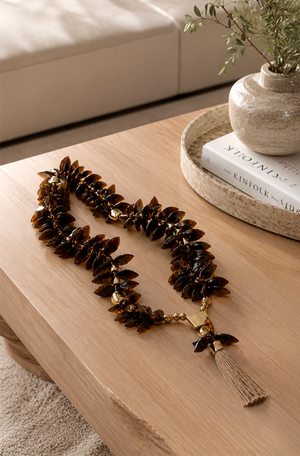 Colar de Mesa Decorativo Pai Nosso Petala e Tassel