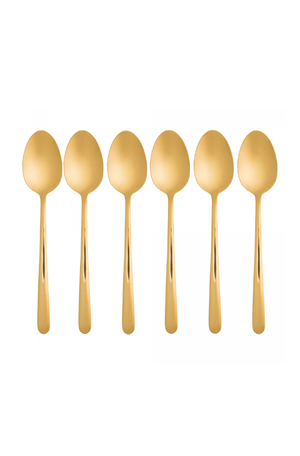Conjunto 6 Colheres para Mesa Viena Dourado Aço Inox