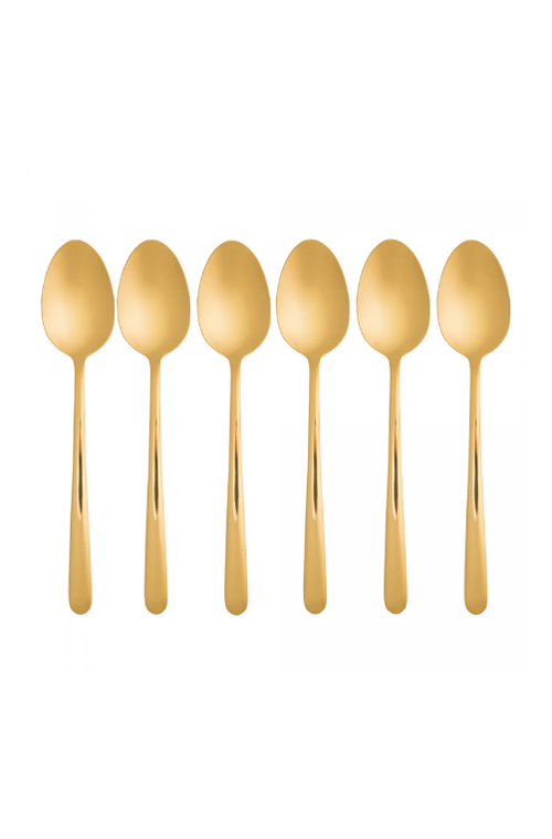 Conjunto 6 Colheres para Mesa Viena Dourado Aço Inox