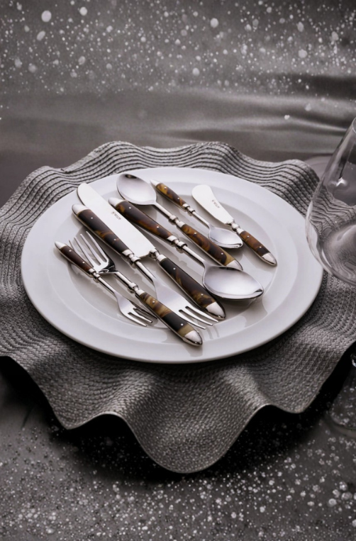 Conjunto 4 Colheres de Sobremesa de Aço Inox com Cabo de Resina