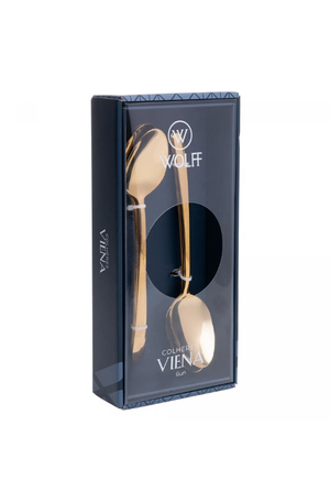 Conjunto 6 Colheres para Mesa Viena Dourado Aço Inox