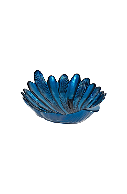 Bowl Concha de Vidro Seashell Azul Marinho 18cm