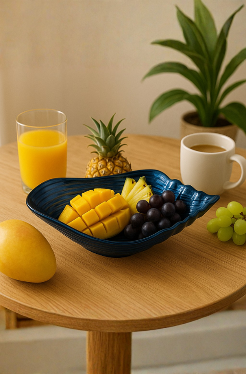 Bowl Concha de Vidro Shell Marinho 23x15cm