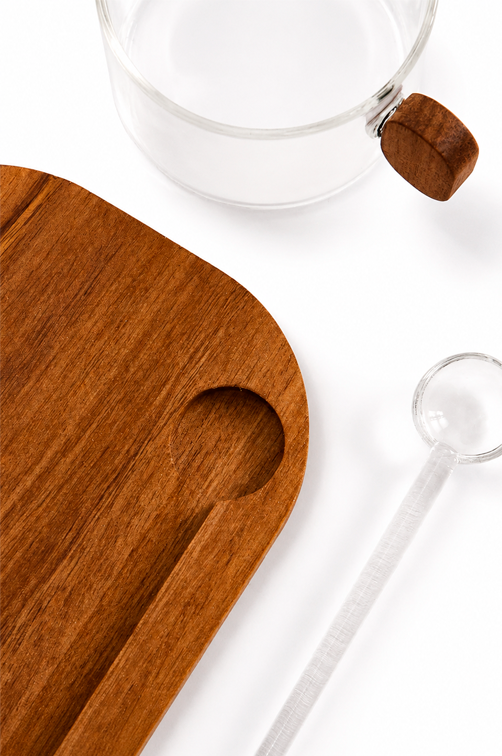 Conjunto de Xicara com Colher Acacia em Vidro Borossilicato 150ml