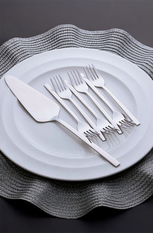 Conjunto de 7 Peças Espátula para Bolo e 6 Garfos para Sobremesa Firenze Aço Inox