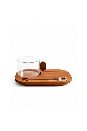 Conjunto de Xicara com Colher Acacia em Vidro Borossilicato 150ml