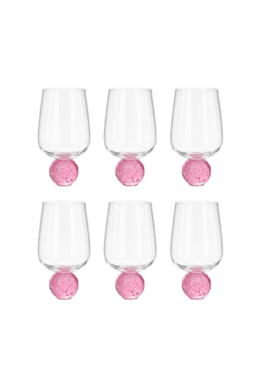 Conjunto de Taças Bubble Pink em Vidro 380ml 6 Peças