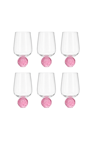 Conjunto de Taças Bubble Pink em Vidro 380ml 6 Peças