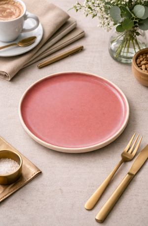 Prato de Sobremesa Rosa em Cerâmica