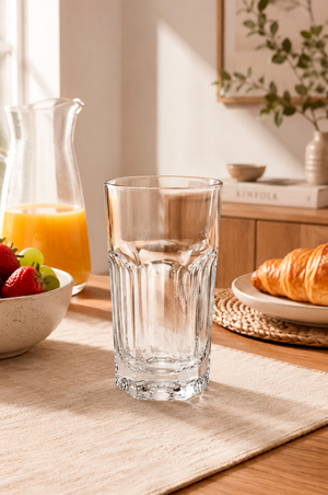 Copo Longo Sextavado Transparente em Acrílico 350ml