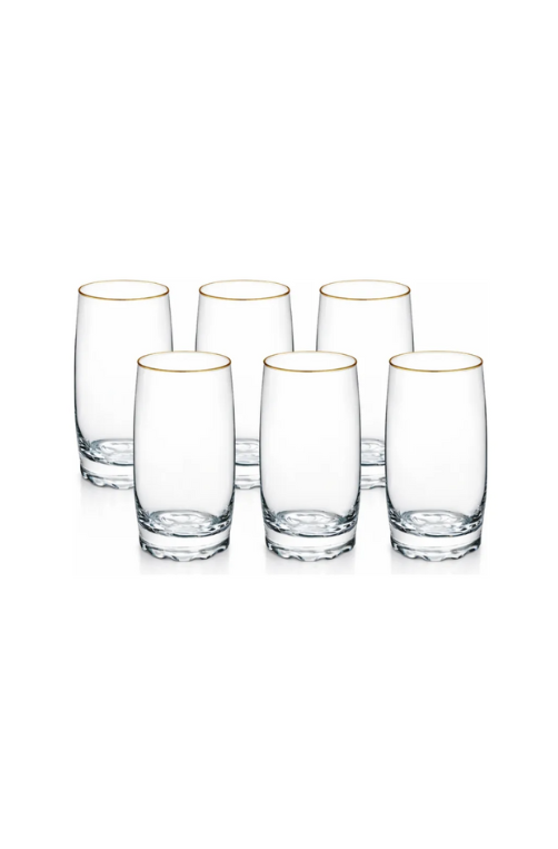 Conjunto de 6 Copos Albany com Borda Dourada 400ml