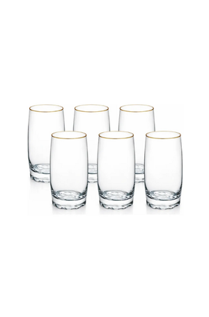 Conjunto de 6 Copos Albany com Borda Dourada 400ml