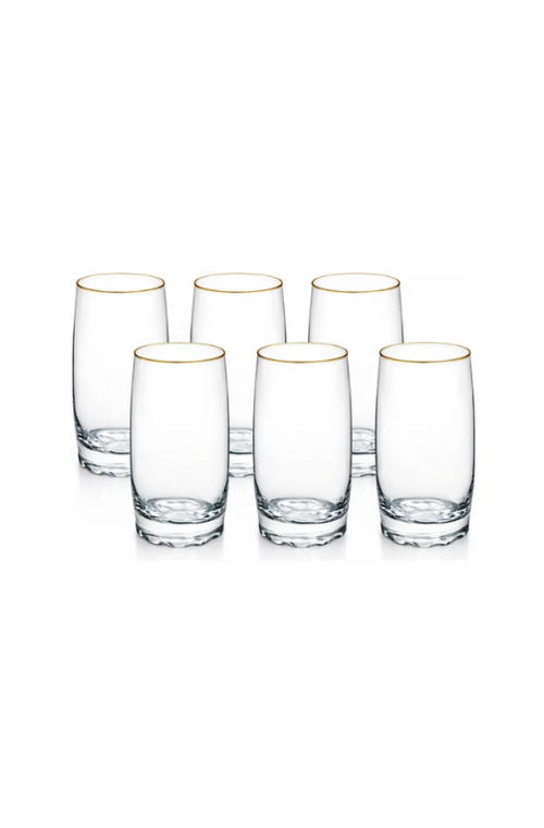 Conjunto de 6 Copos Albany com Borda Dourada 400ml