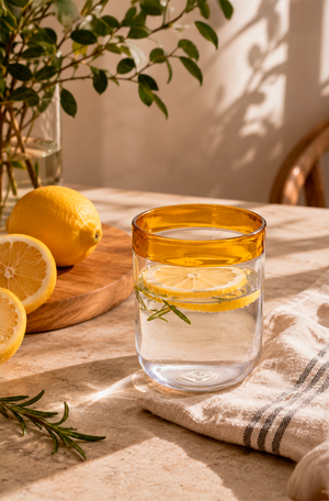 Conjunto de Copos com Detalhe Âmbar em Vidro Borossilicato 480ml 6 Peças