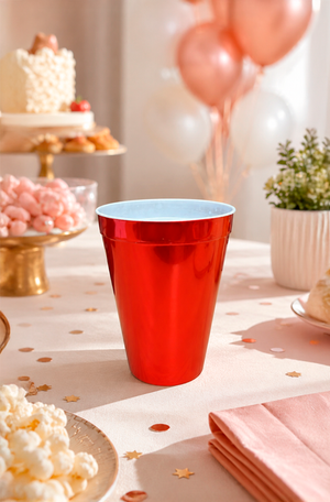 Copo de Plástico Sortido Dourado e Vermelho 450ml