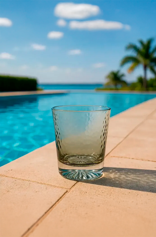 Copo Baixo com Base Degrade Verde em Acrílico 400ml