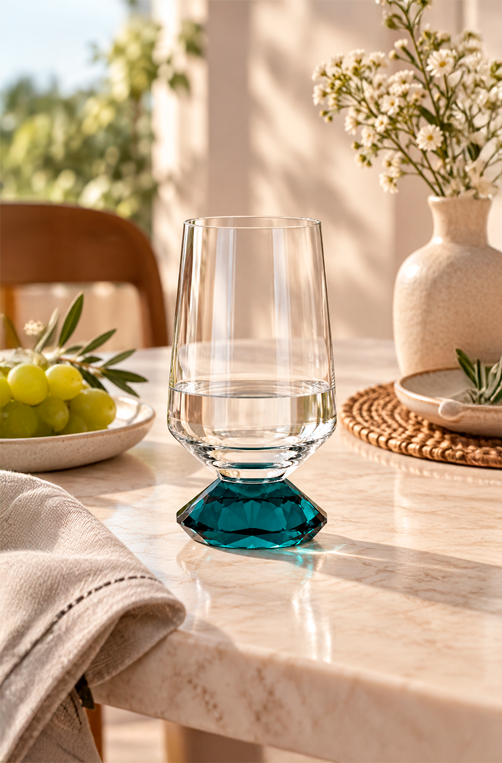 Conjunto de Copo Baixo Sandy Azul em Vidro 500ml 6 Peças