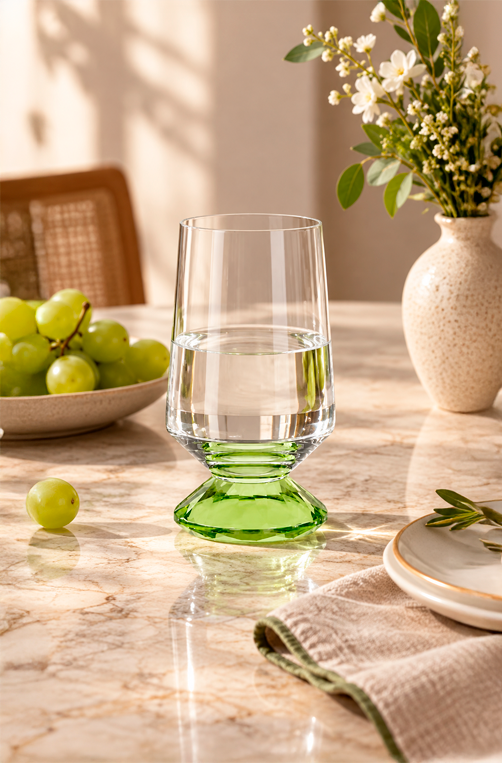 Conjunto de Copo Baixo Sandy Verde em Vidro 500ml 6 Peças