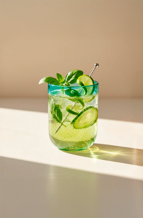 Conjunto de Copos com Detalhe Verde em Vidro Borossilicato 480ml 6 Peças