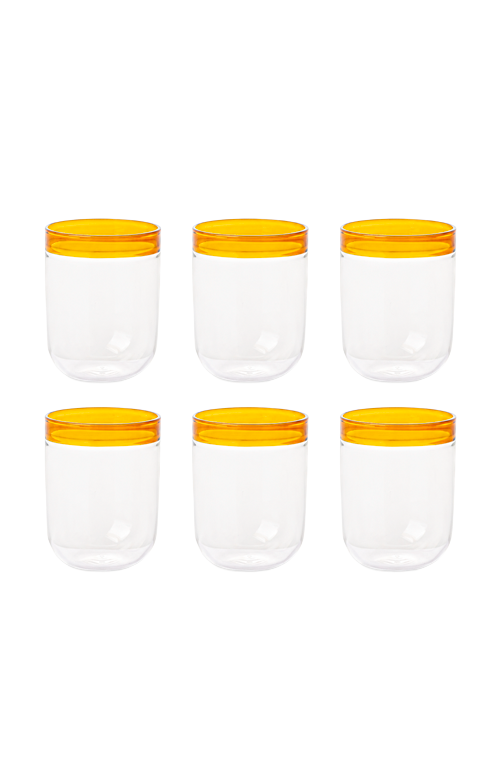 Conjunto de Copos com Detalhe Âmbar em Vidro Borossilicato 480ml 6 Peças