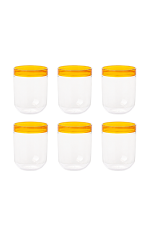 Conjunto de Copos com Detalhe Âmbar em Vidro Borossilicato 480ml 6 Peças