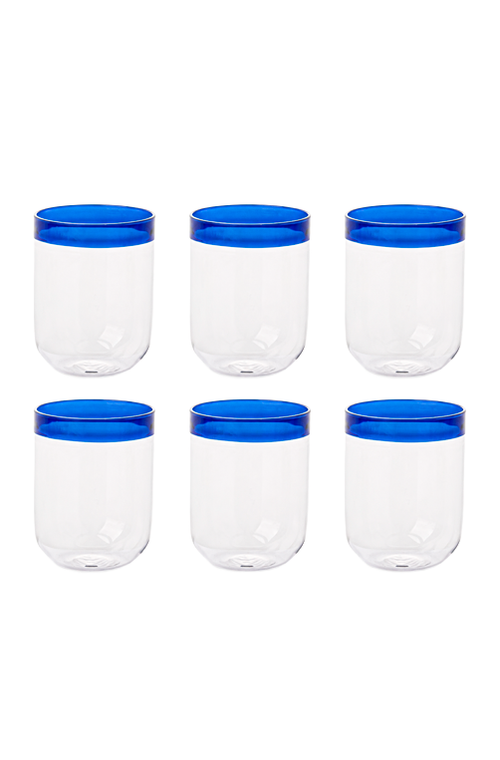 Conjunto de Copos com Detalhe Azul em Vidro Borossilicato 480ml 6 Peças